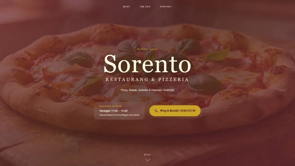 Hemsida vi byggt åt Sorento Pizzeria
