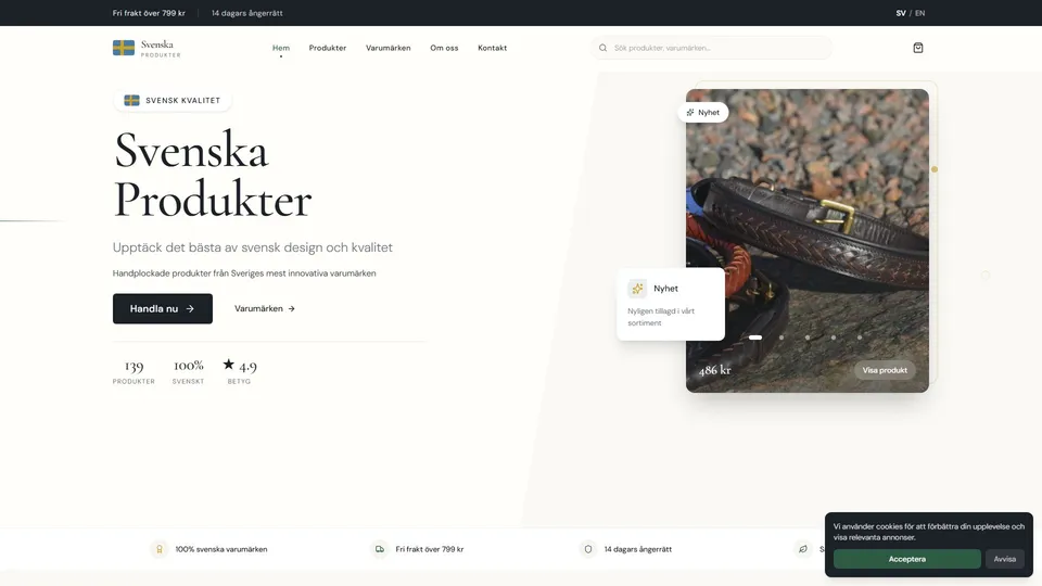 Hemsida vi byggt åt Svenska Produkter